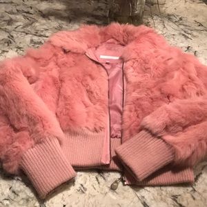 Pink fur coat